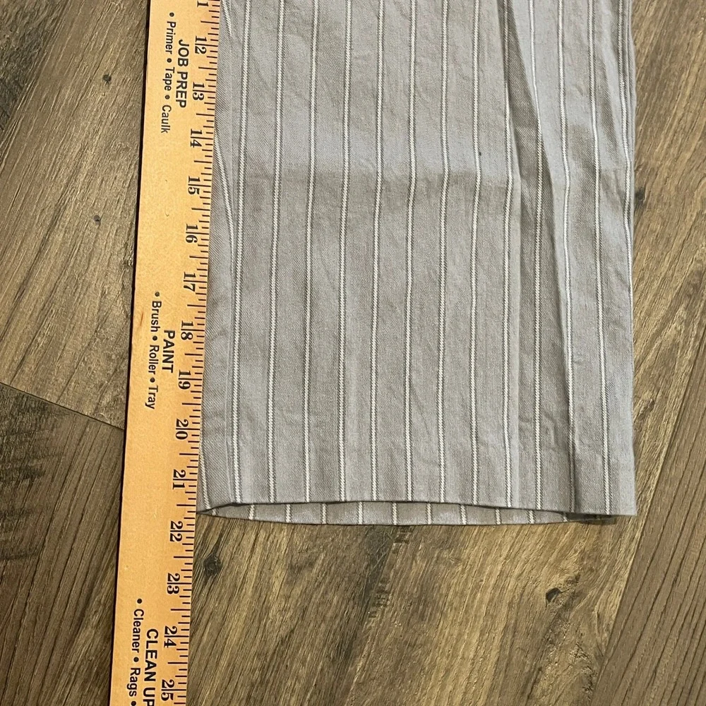J.Jill Grey White Striped Linen Blend Wide Leg Crop Pants 16 Petite WPT218712